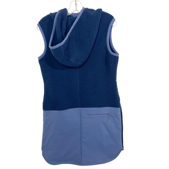 Title Nine Annapurna Fleece Vest Dress Blue Hoodie Sleeveless - Size Small - Picture 2 of 6